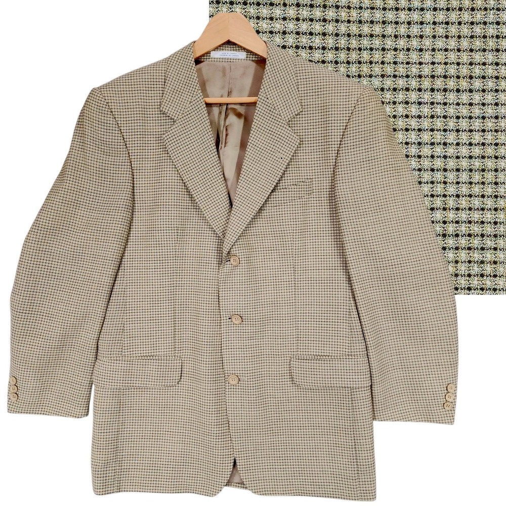 Michael Gabrielle Blazer 40R Men Beige Nailhead Single Breast Canada Wool Preppy